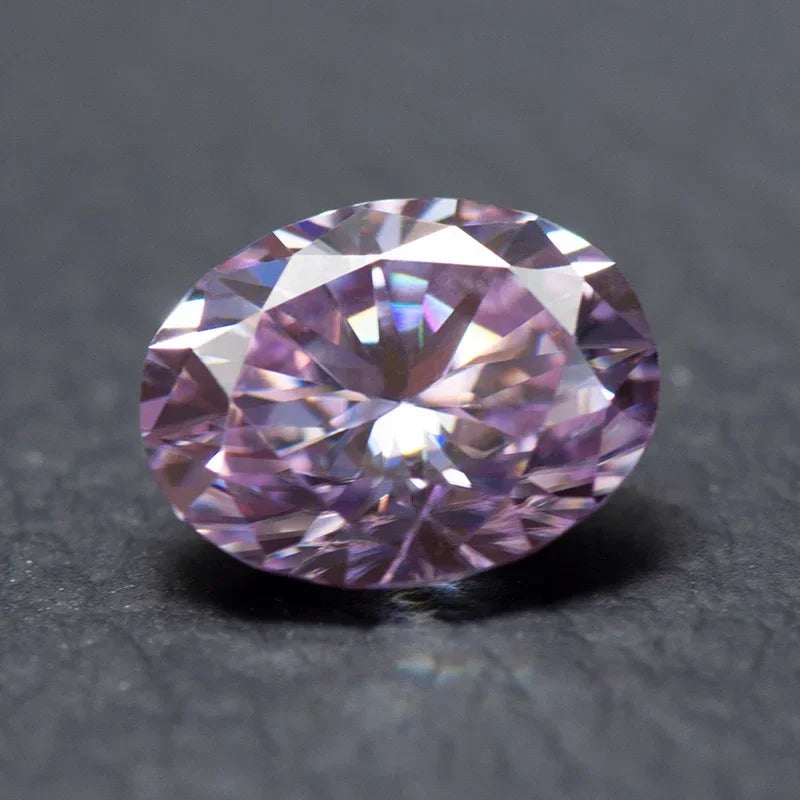 Moissanite Stone Oval Cut Light Purple Colour Lab Grown Synthetic Diamond Jewelry Making Materials Comes with GRA Certificate