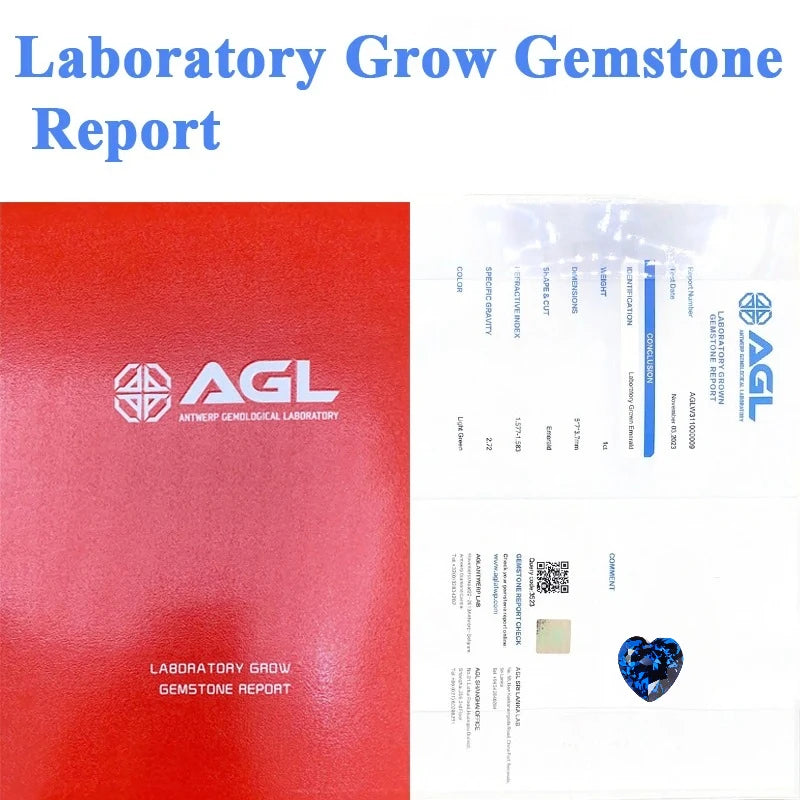 Lab Grown Sapphire Royal Blue Color Heart Shape Charm Gemstones for Diy Jewelery Making Materials Selectable AGL Certificate