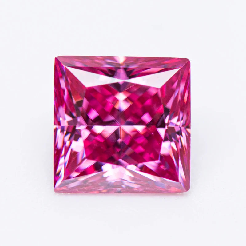 Moissanite Gemstone Princess Cut Pink color Lab Grown Diamond Advanced Jewelry Making Materials with GRA Certificate