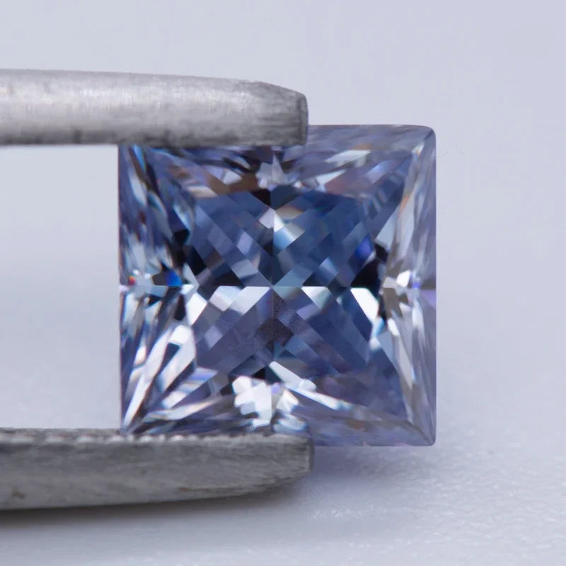 Moissanite Gemstone Princess Cut Lavender color Lab Grown Diamond Advanced Jewelry Making Materials with GRA Certificate