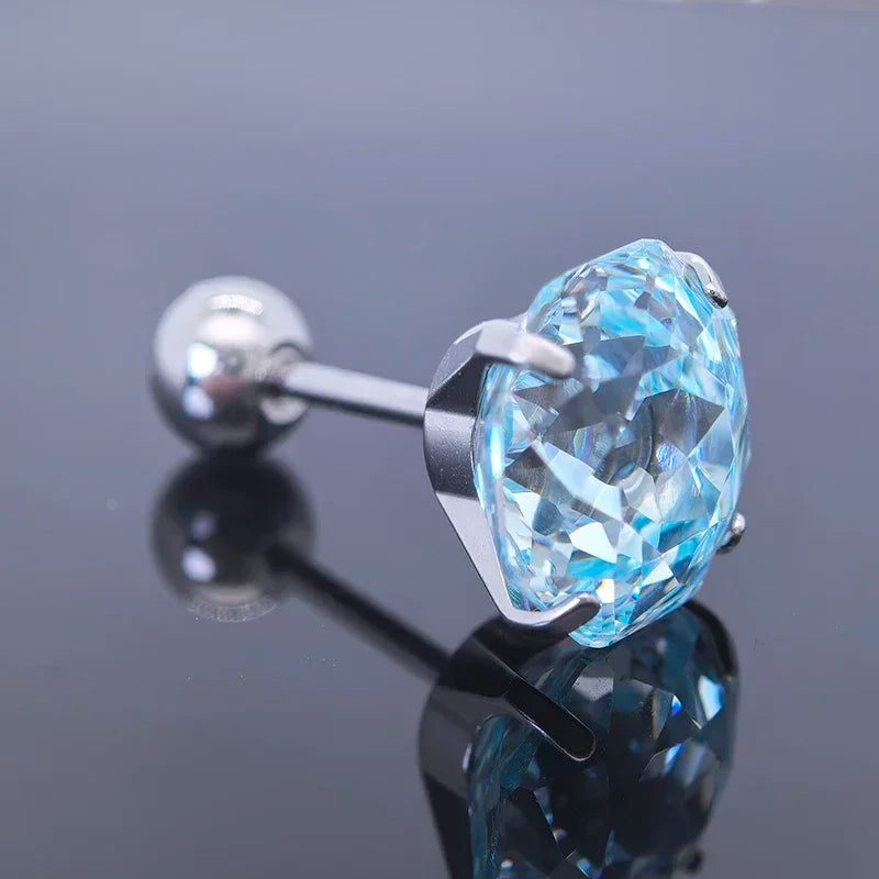 Cubic Zirconia Stainless Steel Earring Rose Cut Bozi Soda Color 8.0mm Jewelry for Women Wholesale 4 Prong Tragus Earrings