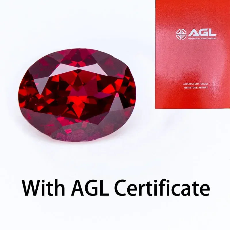 Lab Grown Ruby Pigeon Blood Red Gemstones Oval Shape Hand-cut Charm Beads for DIY Jewelry Materials Selectable AGL Certificate