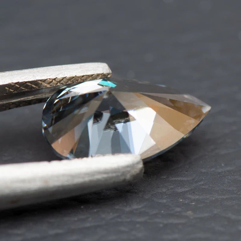 Moissanite Pear Cut Gray Color Lab Diamond Diy Charms Advanced Jewelry Ring Earring Lab Grown Gemstone with GRA Certificate