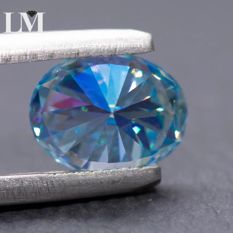 Moissanite Diamond Oval Cut Ice Blue Lab Grown Synthetic Gemstone DIY Jewelry Rings Earrings Making Comes with GRA Certificate