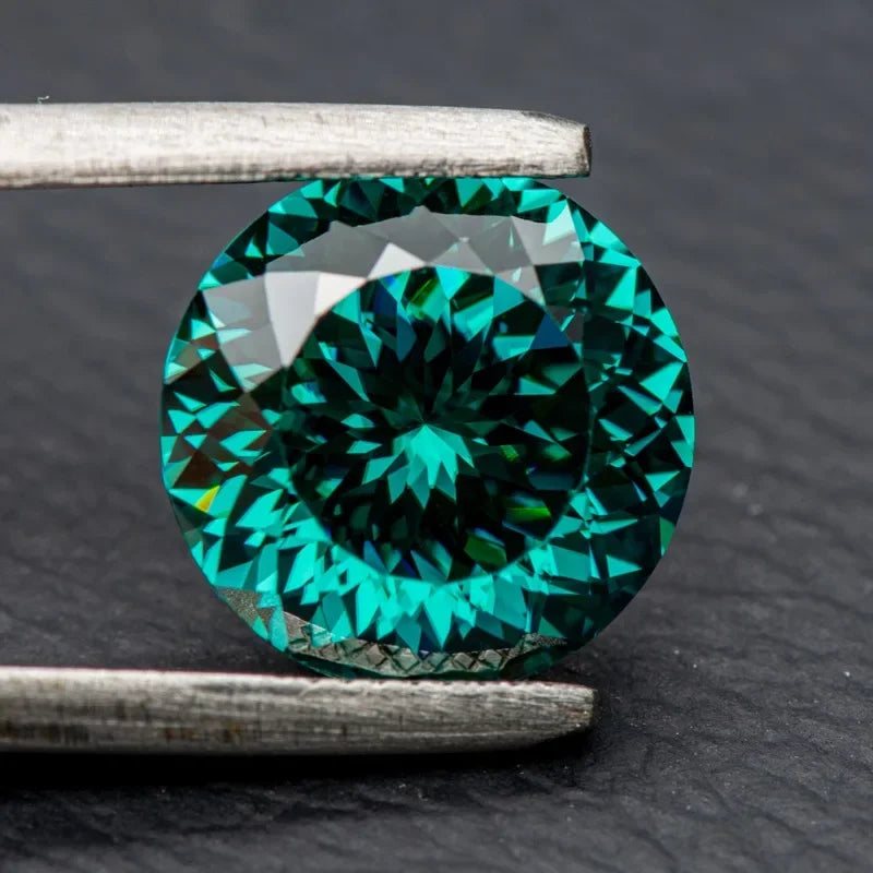 Moissanite Stones 100 Faces Cut Emerald Green Primary Colors Round Shape with GRA Certificate DIY Jewelry Making Materials