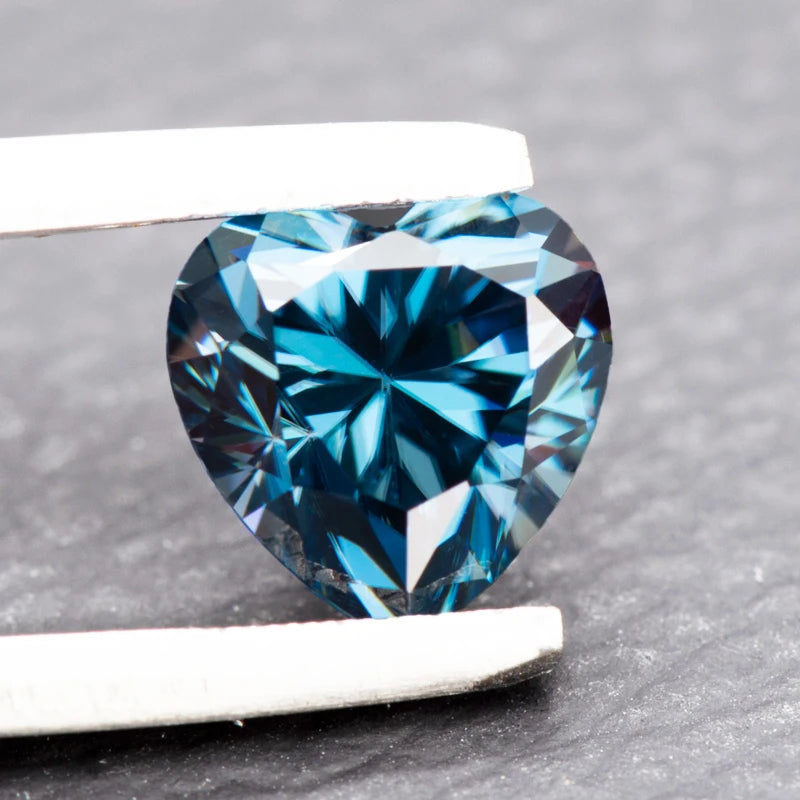 Moissanite Stone Sapphire Blue Heart Shape Color for Charms  Jewelry Making DIY Ring Necklace Earrings Main Material Certificate