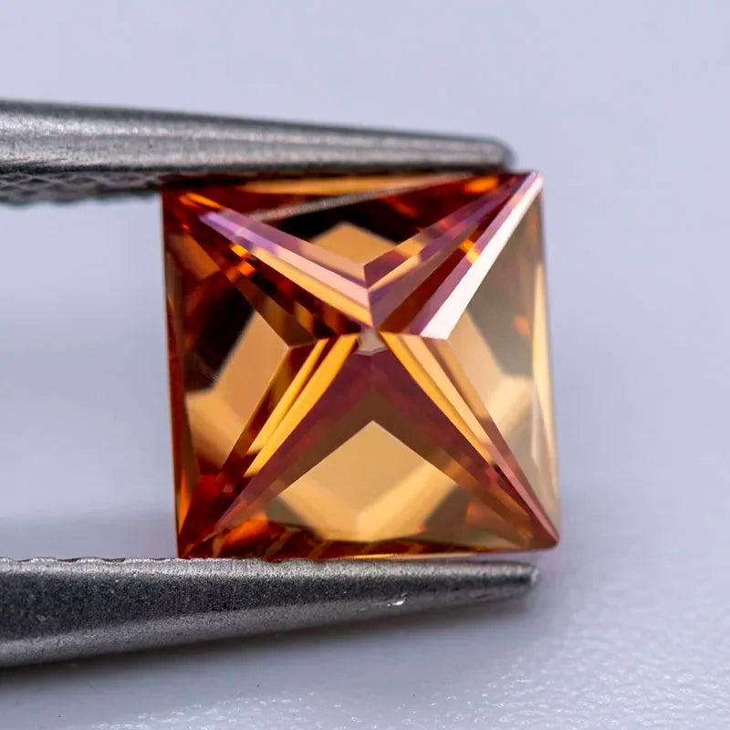 Moissanite Gemstone Princess Cut Watermelon Red color Lab Grown Diamond Advanced Jewelry Making Materials with GRA Certificate