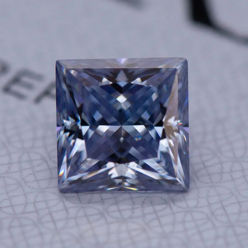 Moissanite Gemstone Princess Cut Lavender color Lab Grown Diamond Advanced Jewelry Making Materials with GRA Certificate