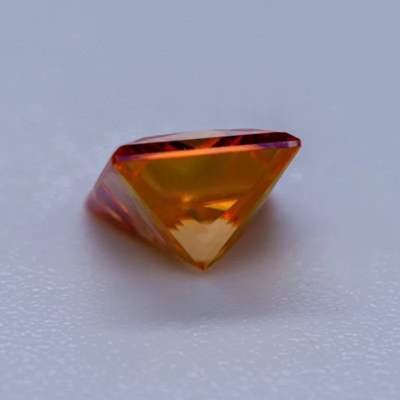 Moissanite Gemstone Princess Cut Orange color Lab Grown Diamond Advanced Jewelry Making Materials with GRA Certificate