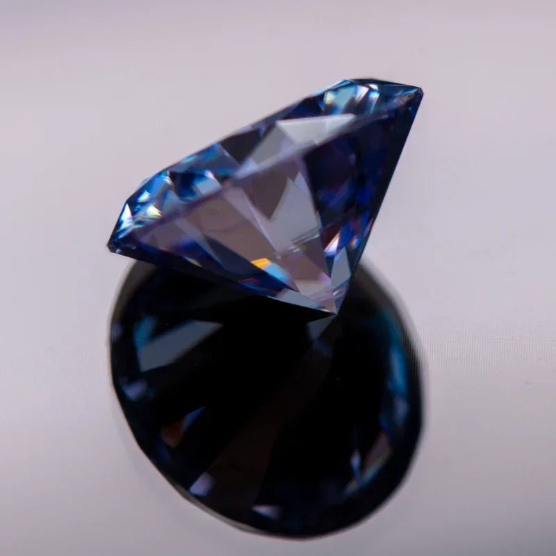 Moissanite Round Cut Sapphire Blue Colored VVS1 Lab Grown Gemstones Jewelry Making Loose Gemstone with GRA Certificate