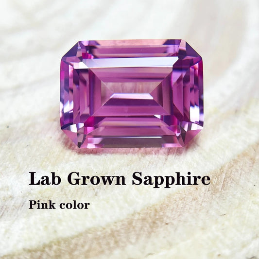 Lab Grown Sapphire Emerald Cut Pink Color  with Certificate for DIY Charms Jewelry Making Materials Factory Wholesale Price