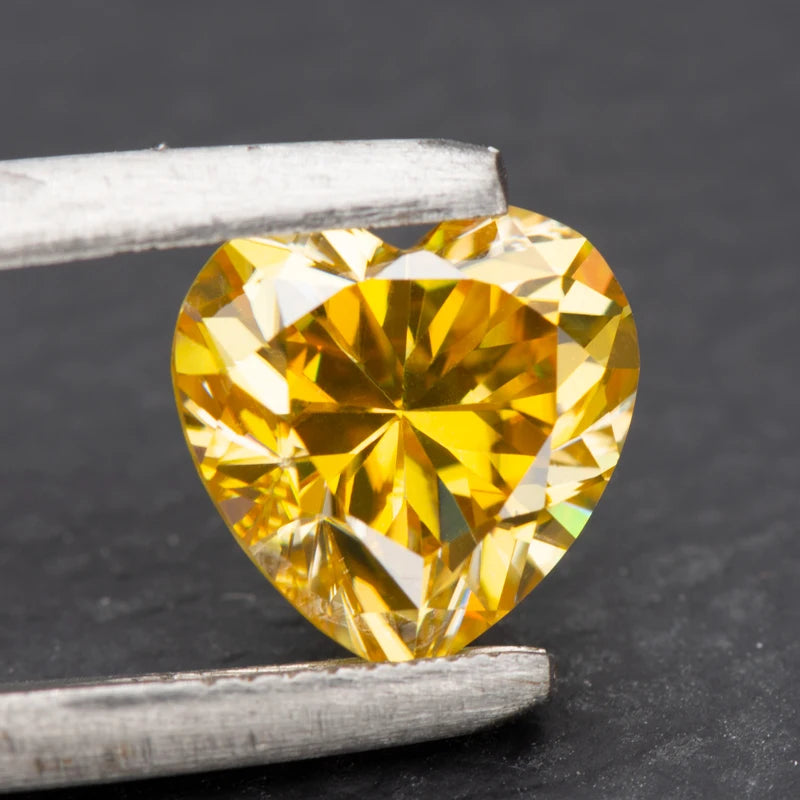 Moissanite Loose Stone Golden Yellow Color Heart Cut Lab Grown Diamond Advanced Jewelry Making Materials With GRA Certificate