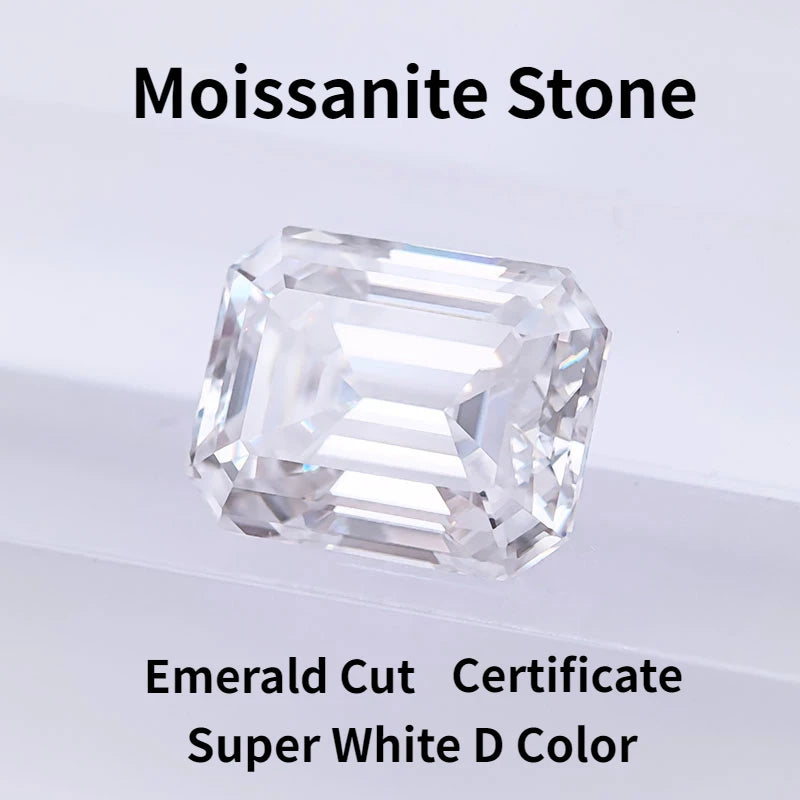 Wholesale Moissanite Stone Emerald Cut Super White D Color VVS1 DIY Chamrs Ring Shiny Necklace Earrings with Certificate
