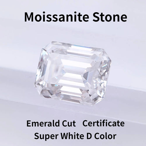 Wholesale Moissanite Stone Emerald Cut Super White D Color VVS1 DIY Chamrs Ring Shiny Necklace Earrings with Certificate