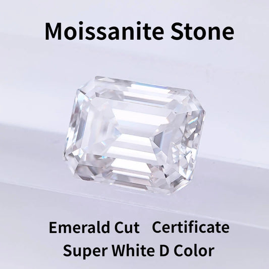 Wholesale Moissanite Stone Emerald Cut Super White D Color VVS1 DIY Chamrs Ring Shiny Necklace Earrings with Certificate
