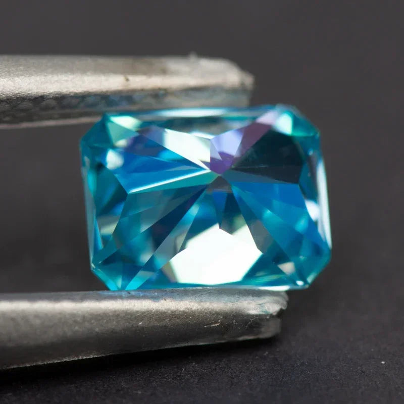 Moissanite Radiant Cut  Aquamarine Color Lab Grown Diamond for Diy Advanced Jewelry Making Materials with GRA Certificate