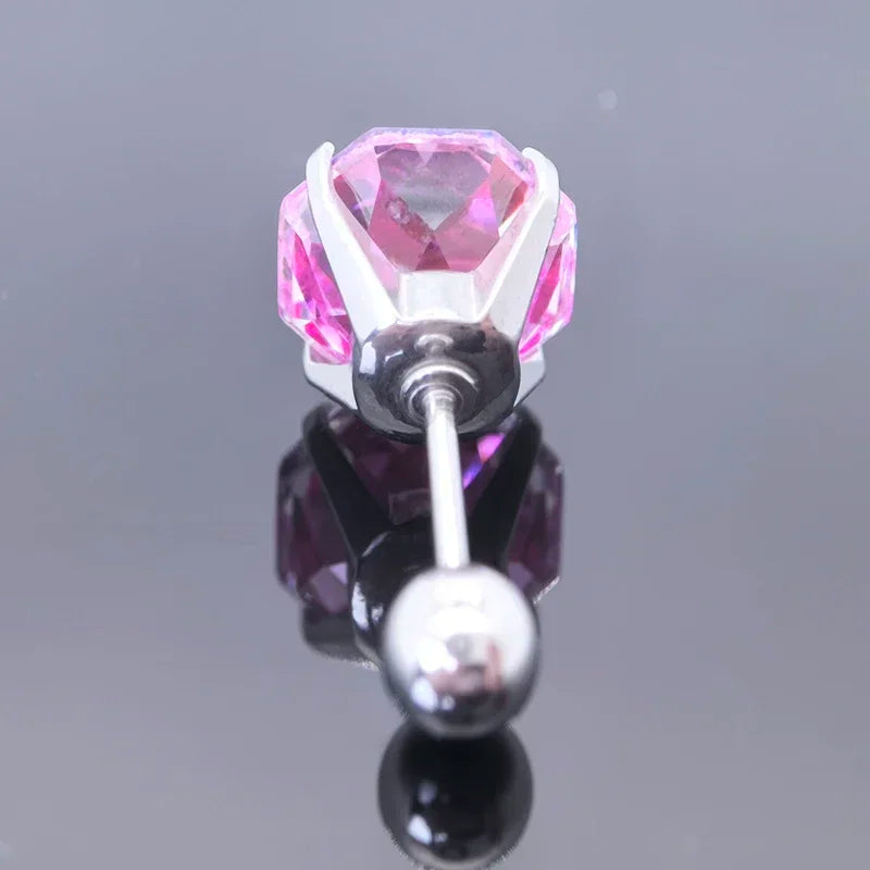 Cubic Zirconia Stainless Steel Earring Rose Cut Shangri-la Color 8.0mm Jewelry for Women Wholesale 4 Prong Tragus Earrings