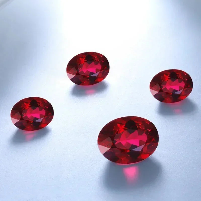 Lab Grown Ruby Pigeon Blood Red Gemstones Oval Shape Hand-cut Charm Beads for DIY Jewelry Materials Selectable AGL Certificate