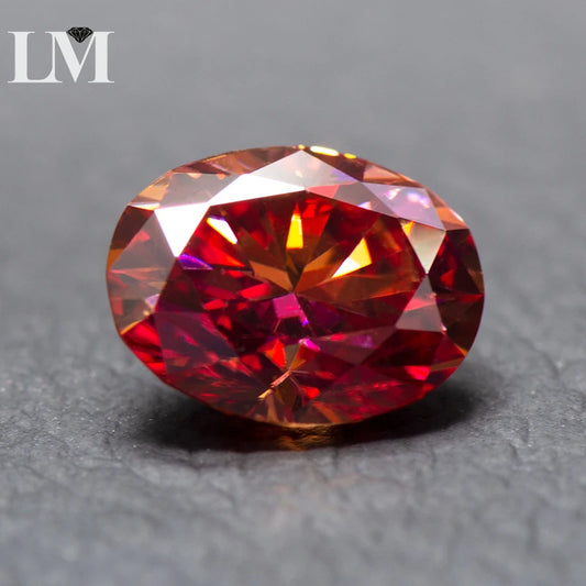 Moissanite Stone Oval Cut Watermelon Red Color Lab Created Synthetic Diamond DIY Jewelry Making Materials with GRA Certificate