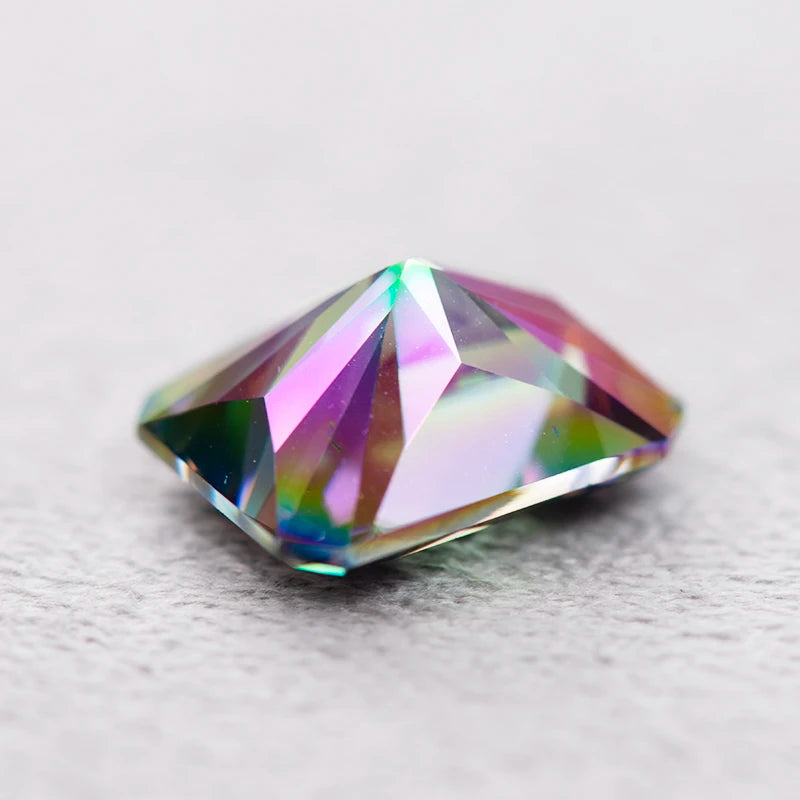 Wholesale Moissanite Stone Rainbow Green Color Radiant Cut for Jewely Making DIY Ring Necklace Earrings with GRA Certificate