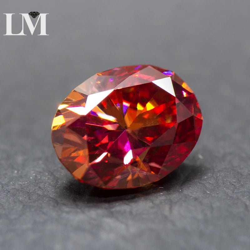 Moissanite Stone Oval Cut Watermelon Red Color Lab Created Synthetic Diamond DIY Jewelry Making Materials with GRA Certificate