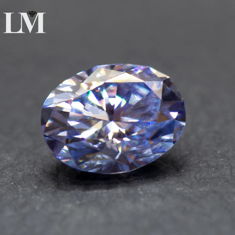 Moissanite Stone Lavender Color Oval Cut Synthetic Lab Created Heat Diamond DIY Jewelry Making Materials with GRA Certificate