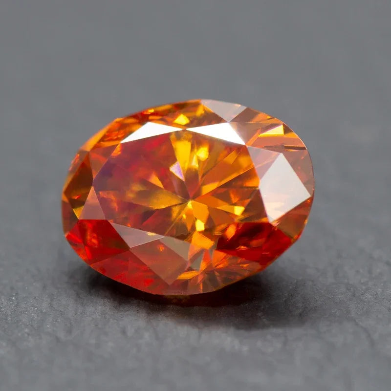 Moissanite Stone Oval Cut Orange Color Gemstone Lab Created Heat Diamond DIY Jewelry Rings Earrings Making with GRA Certificate