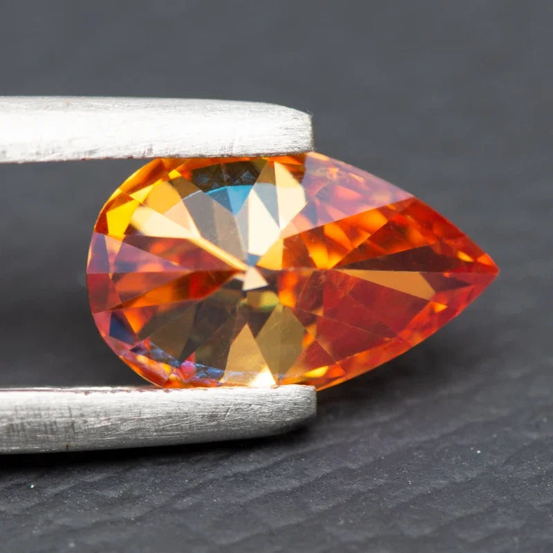 Moissanite Stone Pear Cut Orange Colored Lab Grown Gemstone DIY Charms Jewelry Materials Pass Diamond Tester with GRA Report