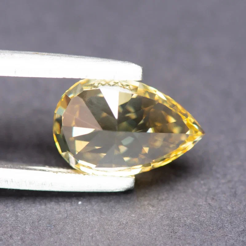 Cubic Zirconia Yellow Color Pear Shape 4k Crushed Ice Cut Charm Stones for DIY Jewelry Making Necklace Earings Main Materials