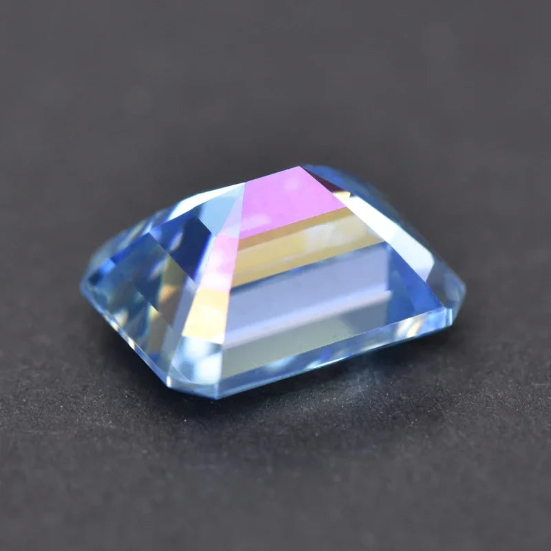 Moissanite Emerald Cut Ice Blue Color Gemstone Lab Grown Diamond Diy Charms Jewelry Making Materials with GRA Certificate