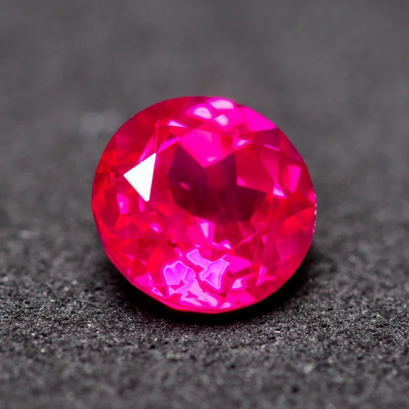 Lab Grown Ruby Round Shaped Rubbellite Color for Charms Jewel Making DIY Ring Necklace Earrings Main Materials Certificate