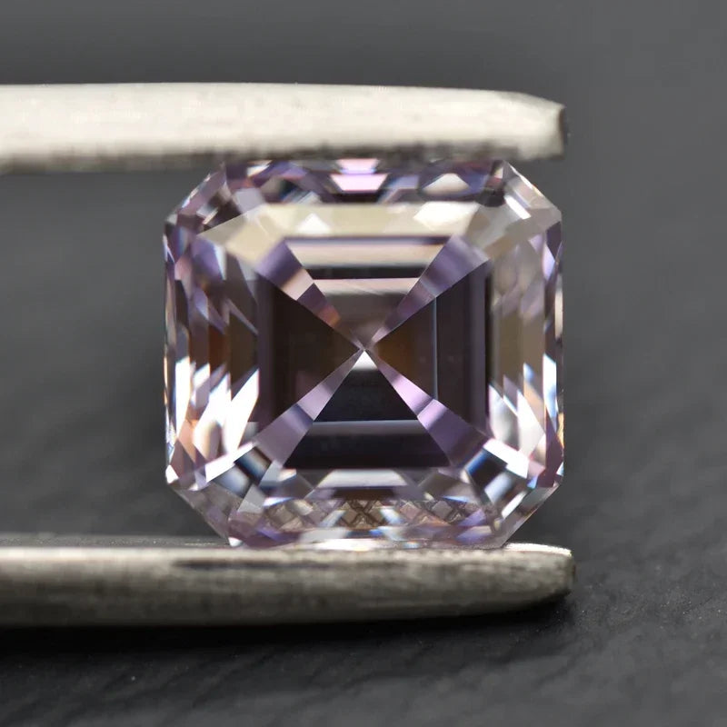 Wholesale Moissanite Stone Asscher Cut Light Purple Color Extremely Shiny Quality DIY Advanced Jewelry Rings Earrings Making Cer