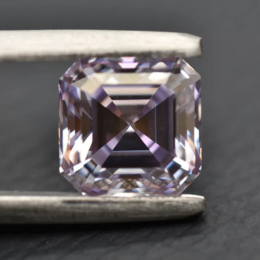 Wholesale Moissanite Stone Asscher Cut Light Purple Color Extremely Shiny Quality DIY Advanced Jewelry Rings Earrings Making Cer