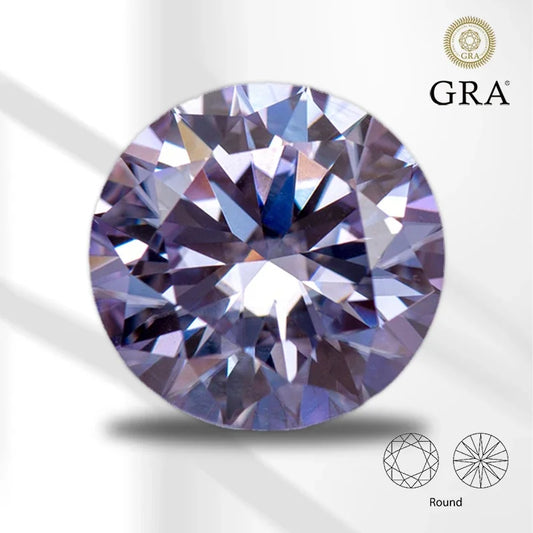Moissanite Wholesale Light Purple Color Round Cut Lab Grow Gemstone for Jewelry Diy Making Materials with GRA Certificate