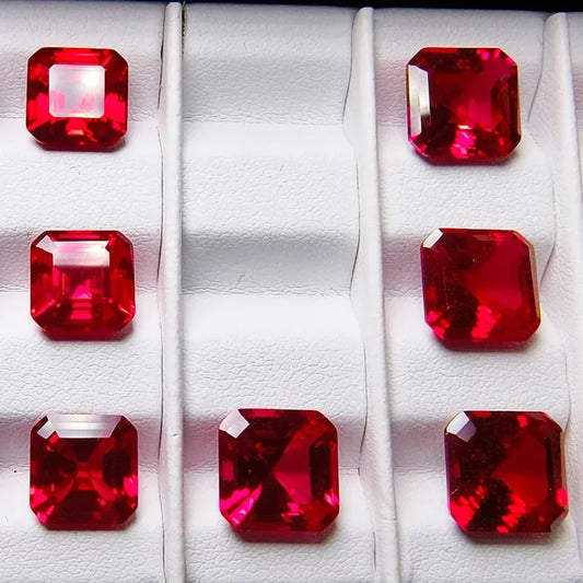Lab Grown Ruby Pigeon Blood Red Asscher Square Shape Charm Gemstone for Diy Jewelry Making Materials Selectable AGL Certificate
