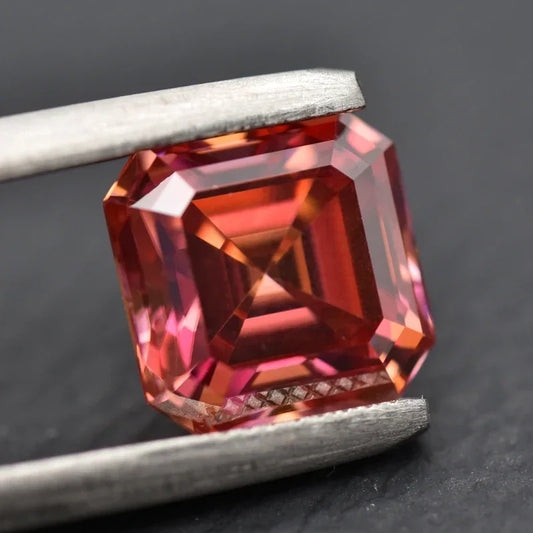 Wholesale Moissanite Stone Asscher Cut Watermelon Red Extremely Shiny Charms Gemstone DIY Ring Necklace Earring Main Materials C