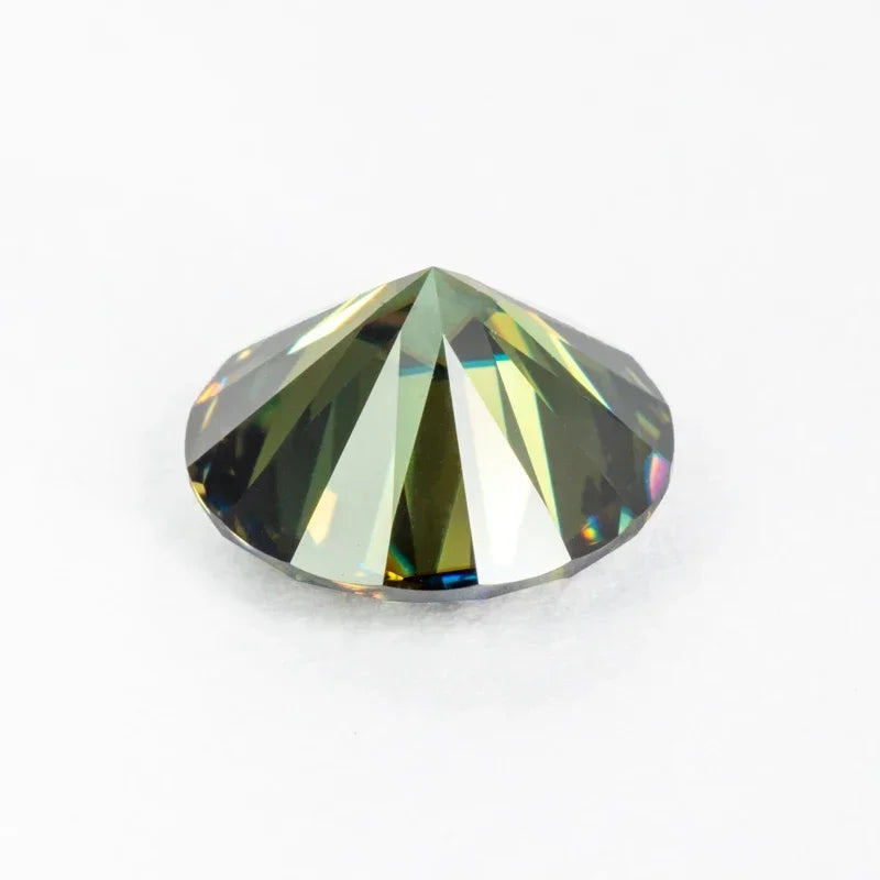 Moissanite Yellow Green Color Round Cut Gemstone for Charms Jewelry Making DIY Ring Necklace Earrings Main Materials Certificate