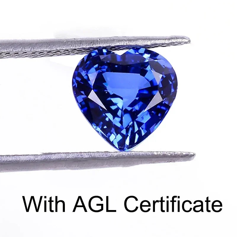 Lab Grown Sapphire Royal Blue Color Heart Shape Charm Gemstones for Diy Jewelery Making Materials Selectable AGL Certificate