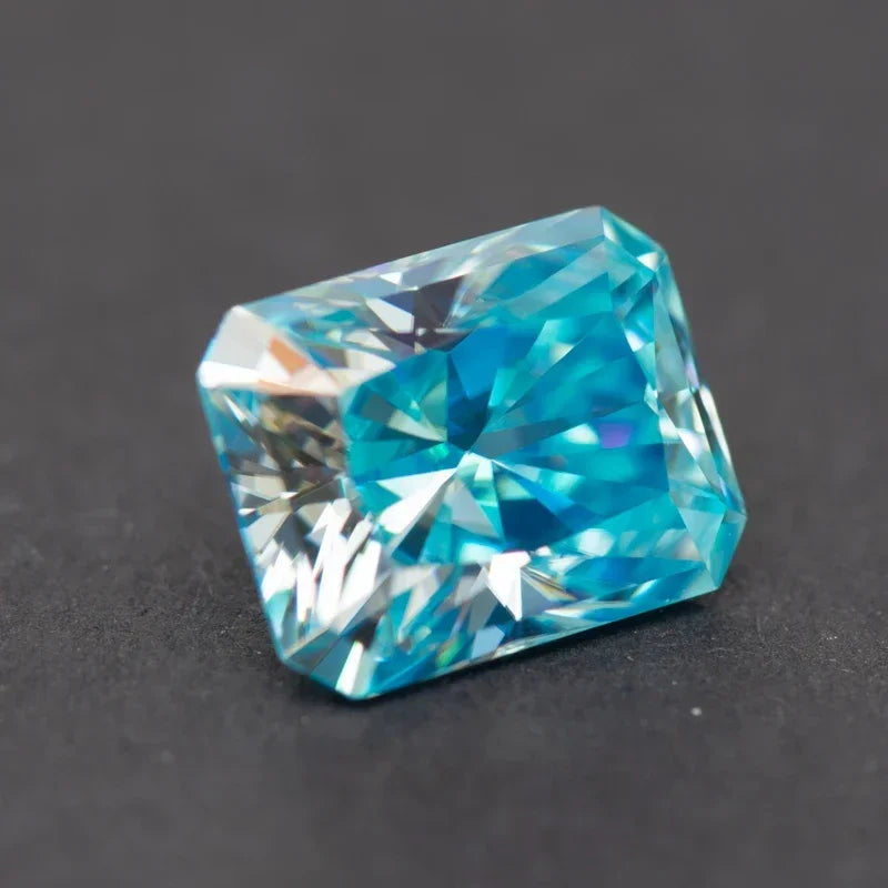Moissanite Radiant Cut  Aquamarine Color Lab Grown Diamond for Diy Advanced Jewelry Making Materials with GRA Certificate
