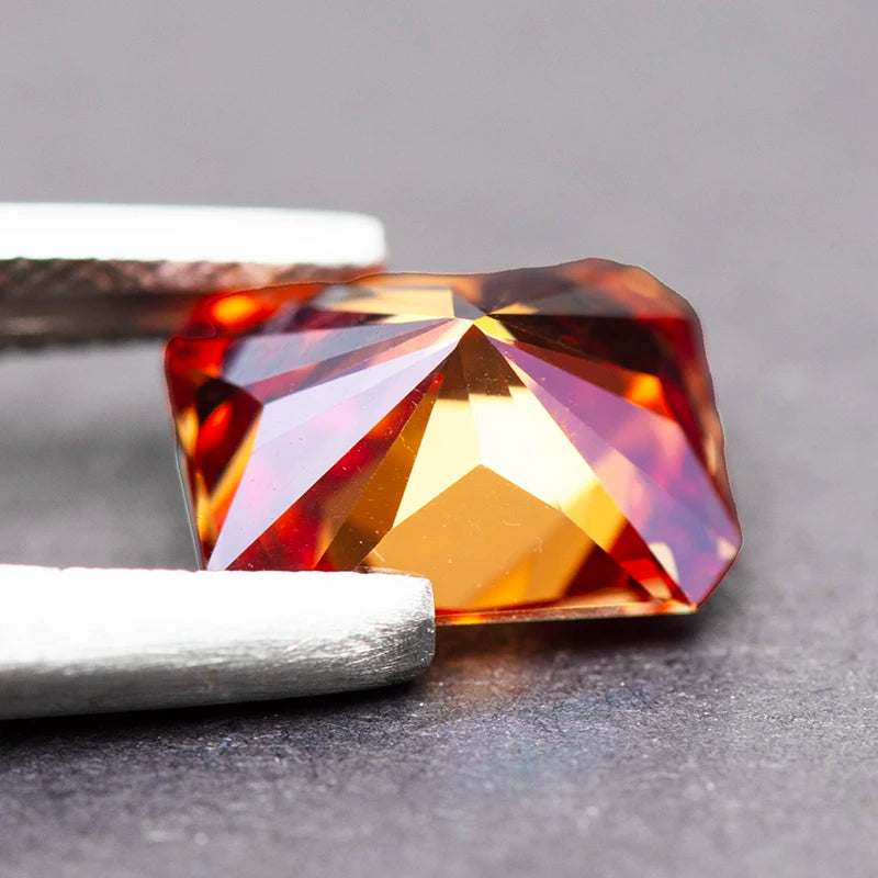Moissanite Stone Watermelon Red Color Radiant Cut Charms Gemstone DIY Advanced Jewelry Rings Earrings Making  with Certificate