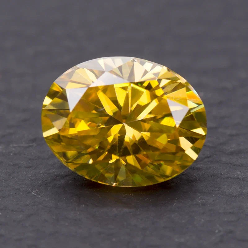 Moissanite Stone Golden Yellow Color Oval Cut Lab Created Heat Diamond DIY Jewelry Rings Earrings Making with GRA Certificate