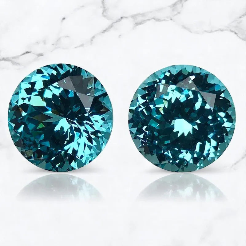Lab Grown Paraiba Gemstones Round Shape 100 Faceted Cut Charm Beads for Diy Jewelry Making Materials Selectable AGL Certificate