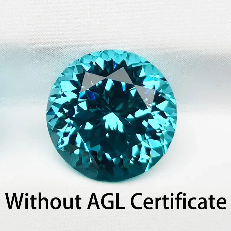 Lab Grown Paraiba Gemstones Round Shape 100 Faceted Cut Charm Beads for Diy Jewelry Making Materials Selectable AGL Certificate