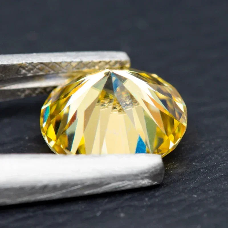 Moissanite Vivi Yellow Colored Round Cut VVS1 Pass Diamond Tester loose stone Jewelry Making Comes with GRA Certificate