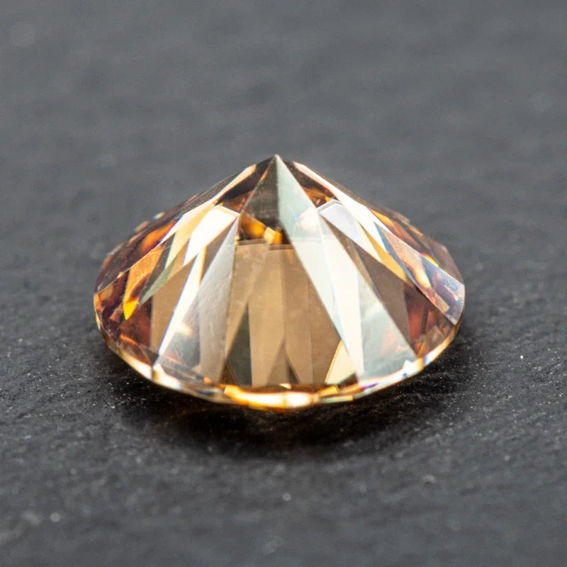 Moissanite Stone Round Cut Champagne Colored Lab Grown Diamond VVS1 Custom Jewelry Making Loose Gemstone with GRA Report