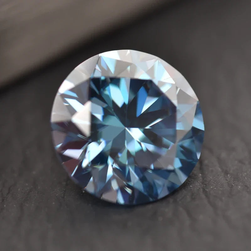 Moissanite Sea Blue Color Round Cut Wholesale Gemstones Lab Created Diamond Jewelry Making Materials with GRA Certificate