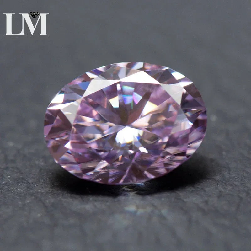 Moissanite Stone Oval Cut Light Purple Colour Lab Grown Synthetic Diamond Jewelry Making Materials Comes with GRA Certificate