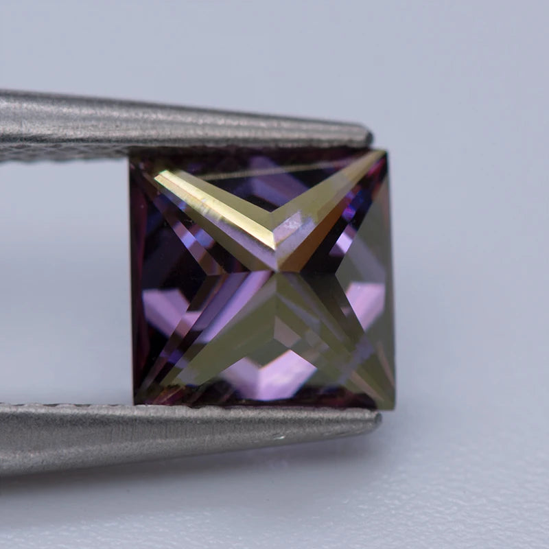 Moissanite Gemstone Princess Cut Emperor Purple color Lab Grown Diamond Advanced Jewelry Making Materials with GRA Certificate