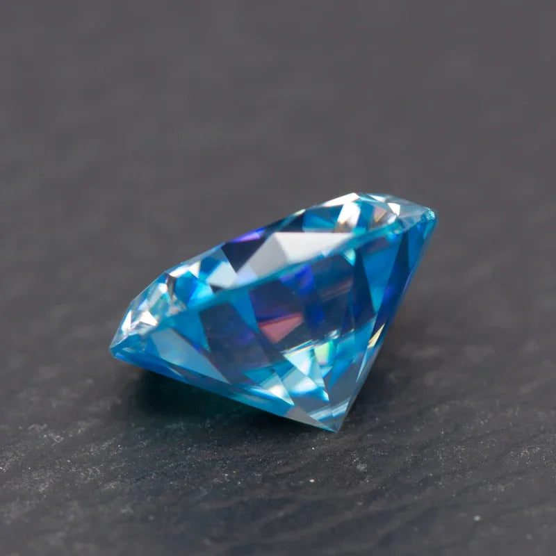 Moissanite Sea Blue Color Round Cut Wholesale Gemstones Lab Created Diamond Jewelry Making Materials with GRA Certificate