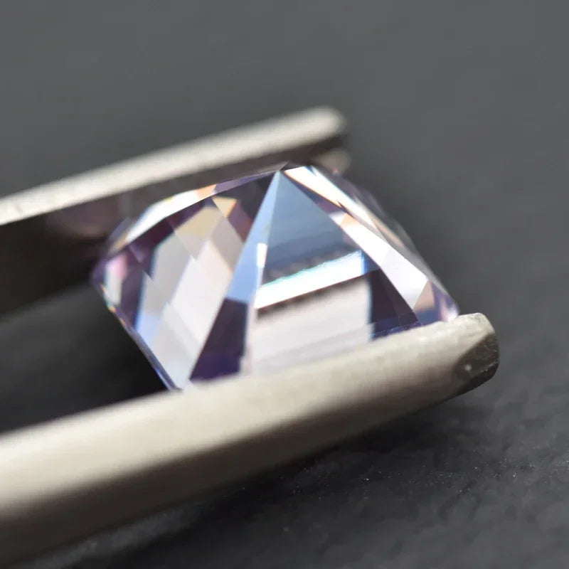 Wholesale Moissanite Stone Asscher Cut Light Purple Color Extremely Shiny Quality DIY Advanced Jewelry Rings Earrings Making Cer